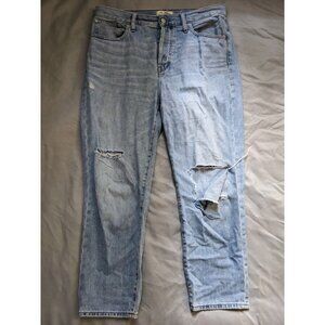 Madewell Jeans Blue Perfect Vintage Crop Distressed Ripped Womens Size 32
